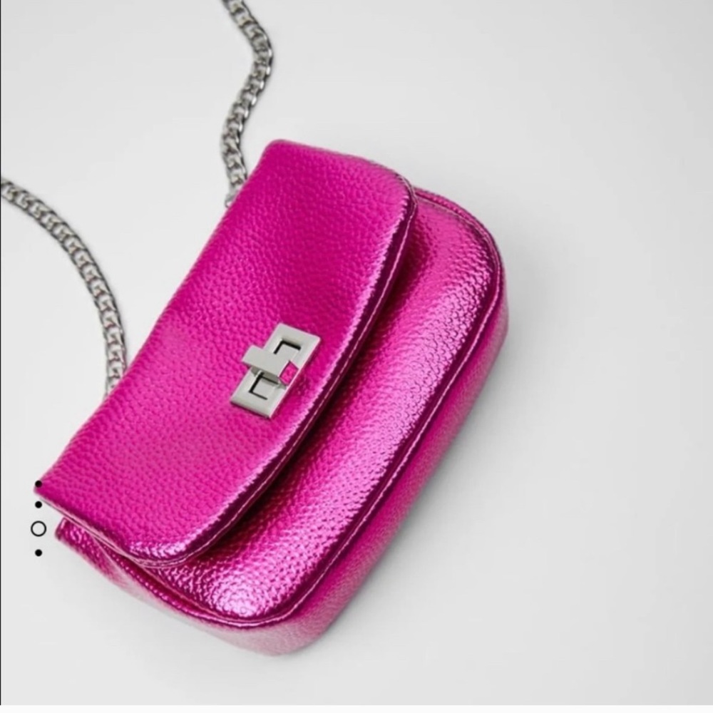 Zara pink metallic crossbody bag
